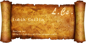 Lubik Csilla névjegykártya
